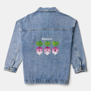 Cartoon voor het triozingend cute turnip denim jacket