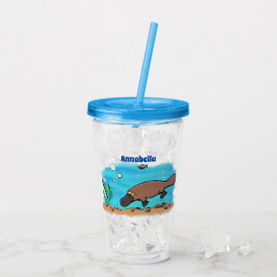 Cartoon voor het zwemmen van cute platypus acryl drinkbeker