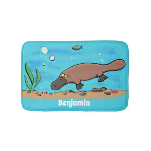 Cartoon voor het zwemmen van cute platypus badmat