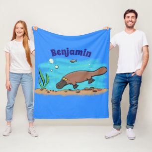 Cartoon voor het zwemmen van cute platypus fleece deken