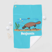 Cartoon voor het zwemmen van cute platypus golfhanddoek (Insitu)