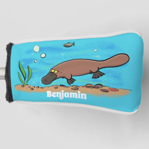 Cartoon voor het zwemmen van cute platypus golfheadcover
