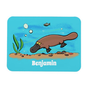 Cartoon voor het zwemmen van cute platypus magneet
