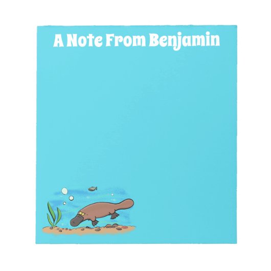Cartoon voor het zwemmen van cute platypus notitieblok (Voorkant)