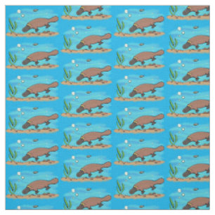 Cartoon voor het zwemmen van cute platypus stof