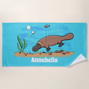 Cartoon voor het zwemmen van cute platypus strandlaken