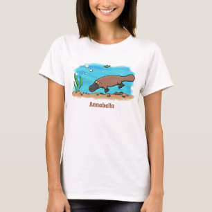 Cartoon voor het zwemmen van cute platypus t-shirt