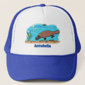 Cartoon voor het zwemmen van cute platypus trucker pet (Voorkant)