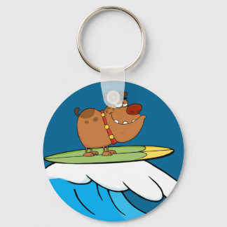 cartoon voor hondensurfen sleutelhanger