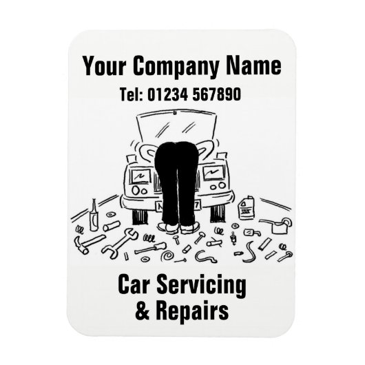 Cartoon voor mechanische autoonderhoud en reparati magneet (Verticaal)