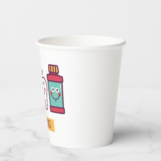 Cartoon voor orale toediening papieren bekers (Achterkant)