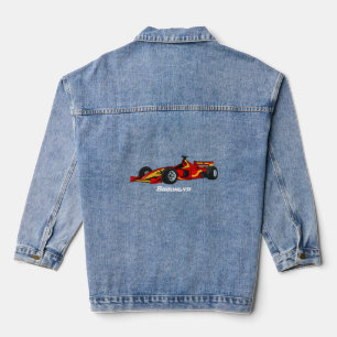 Cartoon voor racewagens met hoge snelheid denim jacket