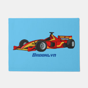 Cartoon voor racewagens met hoge snelheid deurmat