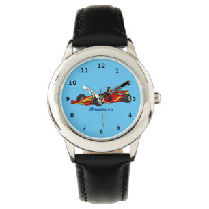 Cartoon voor racewagens met hoge snelheid horloge