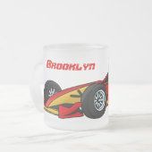 Cartoon voor racewagens met hoge snelheid matglas koffiemok (Voorkant links)