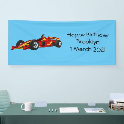 Cartoon voor racewagens met hoge snelheid spandoek (Beurs)