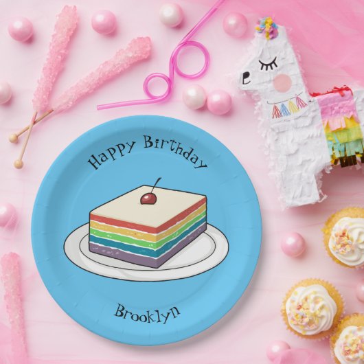 Cartoon voor regenbooggebak papieren bordje (Feest)