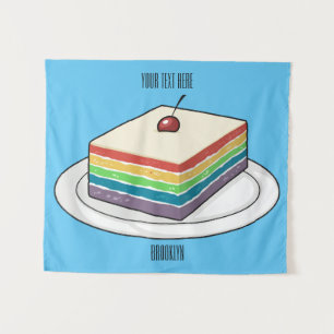 Cartoon voor regenbooggebak wandkleed