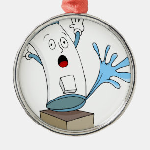Cartoon voor waterverwarmingstoestel met lekken metalen ornament