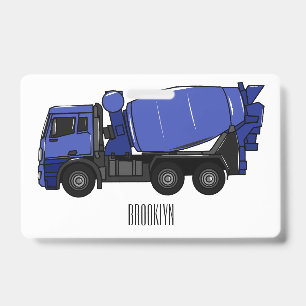 Cartoon vrachtwagen voor transport van betonmixer badge
