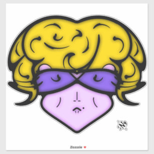 Cartoon vrouw met schoonheidsmerk en bril v1 sticker