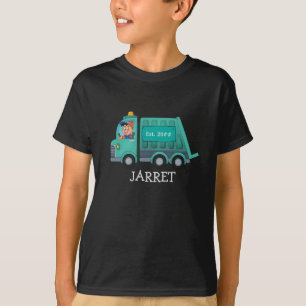 Cartoon Vuilnis/Recyclen Vrachtwagen met Kinder Na T-shirt