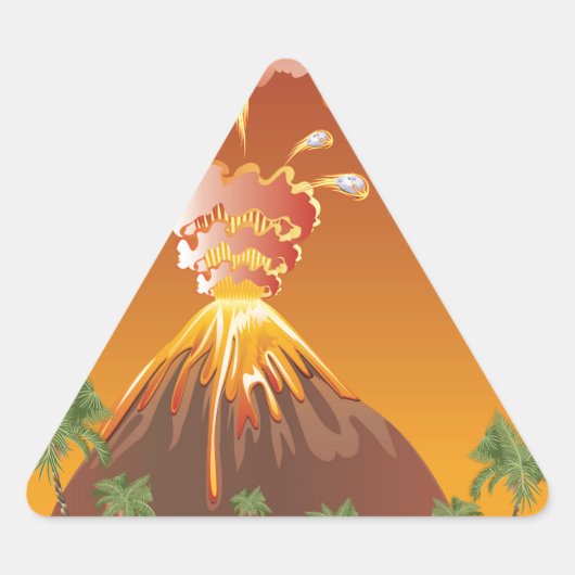 Cartoon vulcano Eruption 2 Driehoek Sticker (Voorkant)