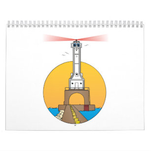 Cartoon vuurtorenkalender kalender