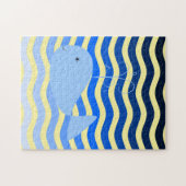 Cartoon walvis en golven legpuzzel (Horizontaal)