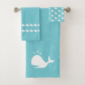 Cartoon walvis Mist Blue Bath Towel Set Bad Handdoek (Insitu)
