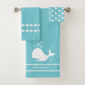 Cartoon walvis Mist Blue Bath Towel Set Bad Handdoek (Insitu)