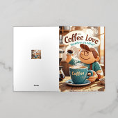 Cartoon Warm Gezellig Cafe Koffie Liefhebber Stijl Folie Wenskaart (Buiten Laag)