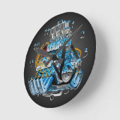 Cartoon warmloopauto-drager ronde klok (Hoek)