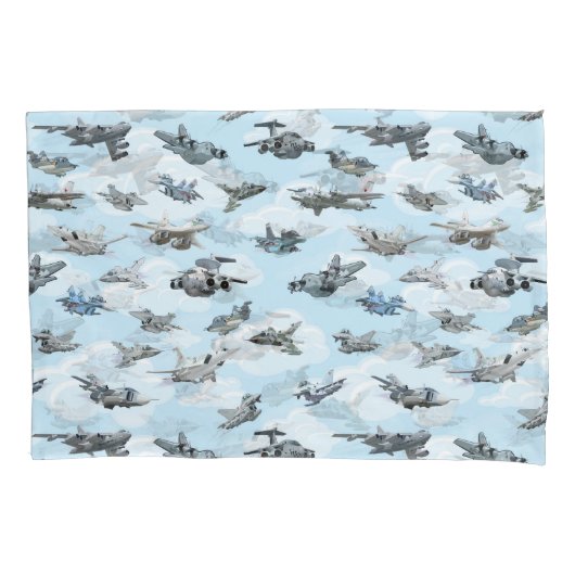 Cartoon warplanes patroonstof kussensloop (Voorkant)