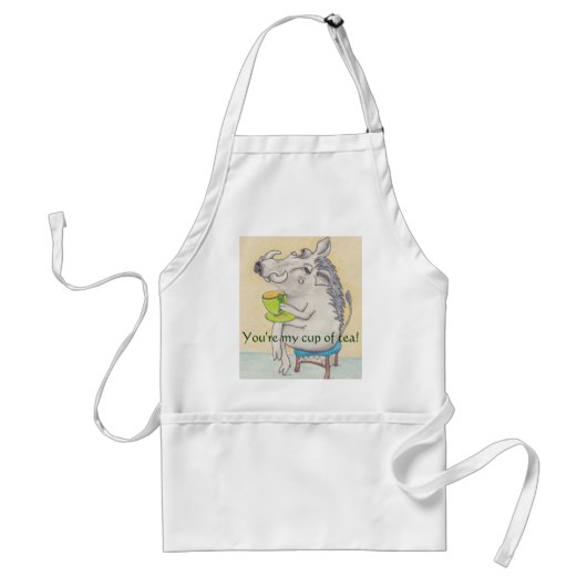 Cartoon Warthog sipping tablier de thé (Devant)