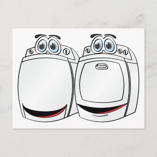 Cartoon wasdroger briefkaart (Voorkant)