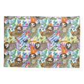 Cartoon Waterverf sleufpatroon Kussensloop (Achterkant-Links)