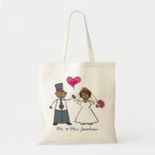 Cartoon Weddenschap Paars Bride & Groom Fuchsia He Tote Bag (Voorkant)