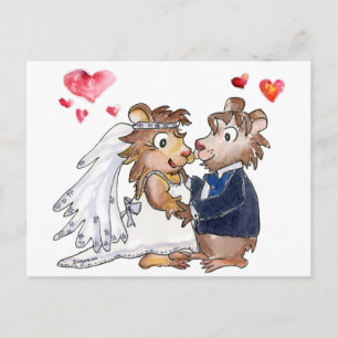 Cartoon Wedding Couple Briefkaart