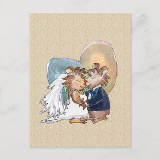 Cartoon Wedding Dance Couple Aankondigingskaart