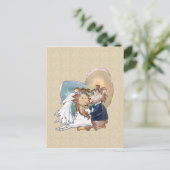 Cartoon Wedding Dance Couple Aankondigingskaart (Staand voorkant)