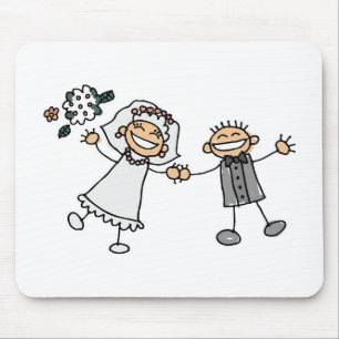 Cartoon Wedding Happy Couple Bride Groom Muismat