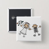 Cartoon Wedding Vierkante Button 5,1 Cm (Voorkant /achterkant)
