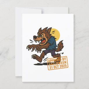 Cartoon Weerwolf – Goedgekeurd door Halloween Briefkaart
