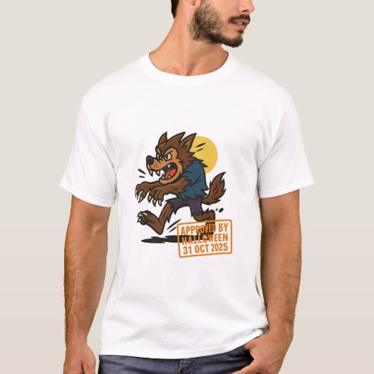 Cartoon Weerwolf – Goedgekeurd door Halloween T-shirt (Voorkant)