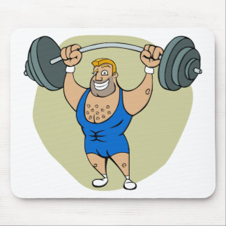 Cartoon Weightlifter Muismat