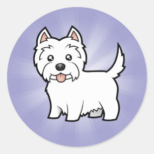 Cartoon West Highland White Terrier Ronde Sticker