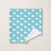 Cartoon Whale Ocean Mist Bleu Serviette (Gant de toilette)
