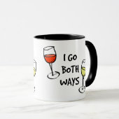 Cartoon wijn bril ik ga beide manieren grappig mak mok (Voorkant rechts)