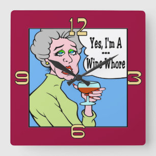Cartoon wijn vierkante klok